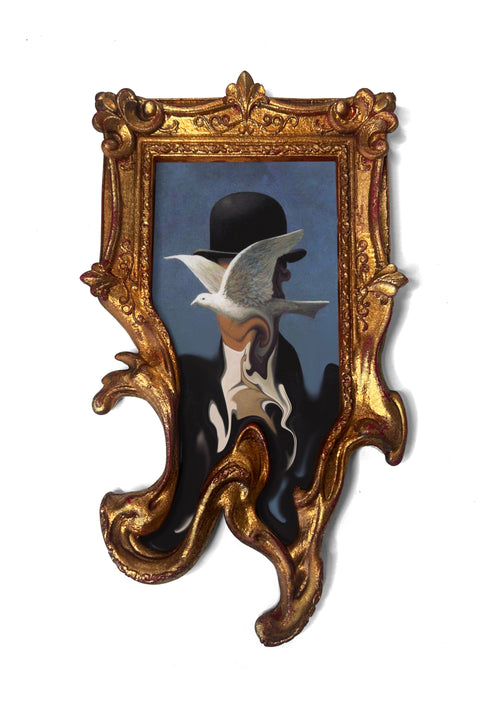 Cadre doré homme chapeau