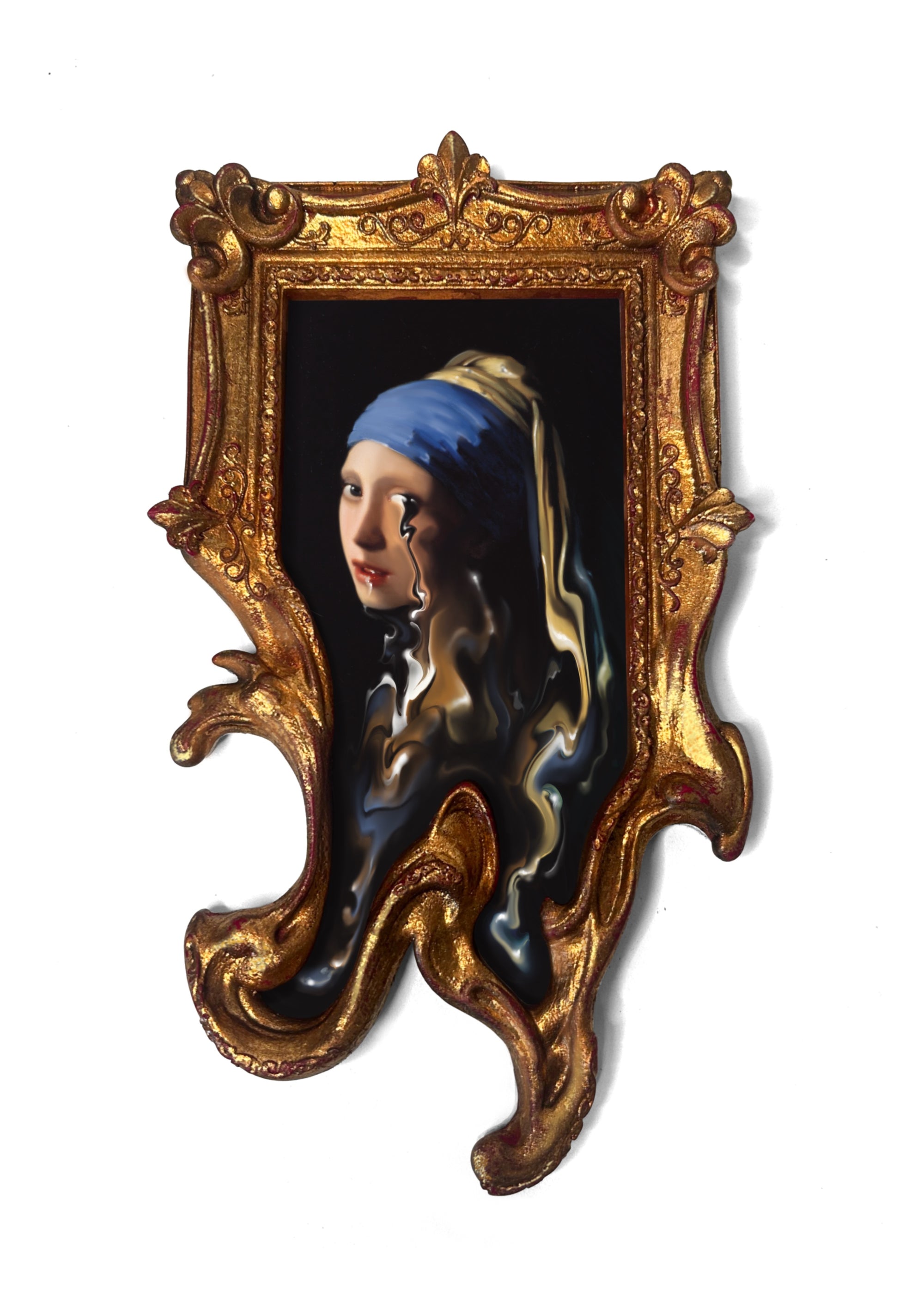 Cadre doré femme à la perle